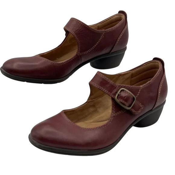 Comfortiva Shoes - Comfortiva Womens 8.5M Burgundy Leather Mary Jane Shoes Pillowtop Memory Foam